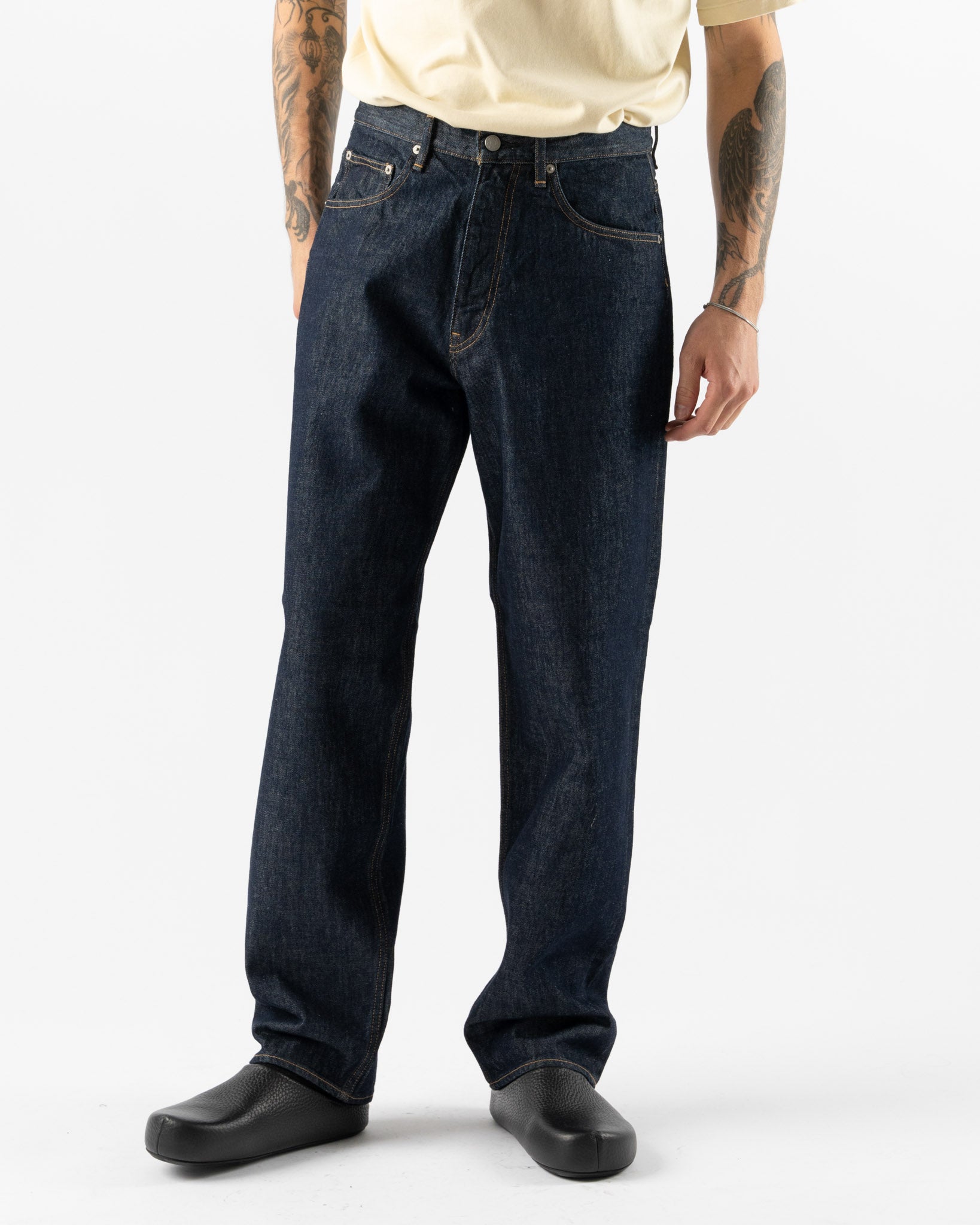 Auralee Hard Twist Denim Wide Pants in Indigo