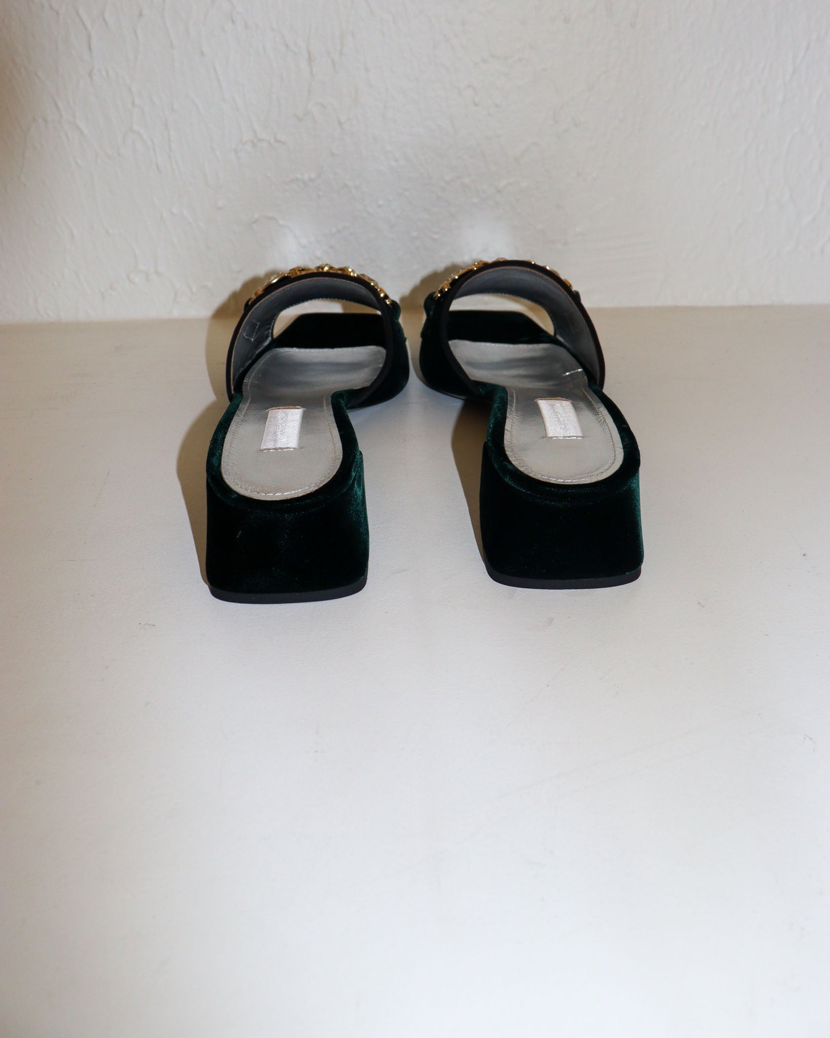 Pre-owned: Suzanne Rae Boulevardier Pave Slide in Velvet Green