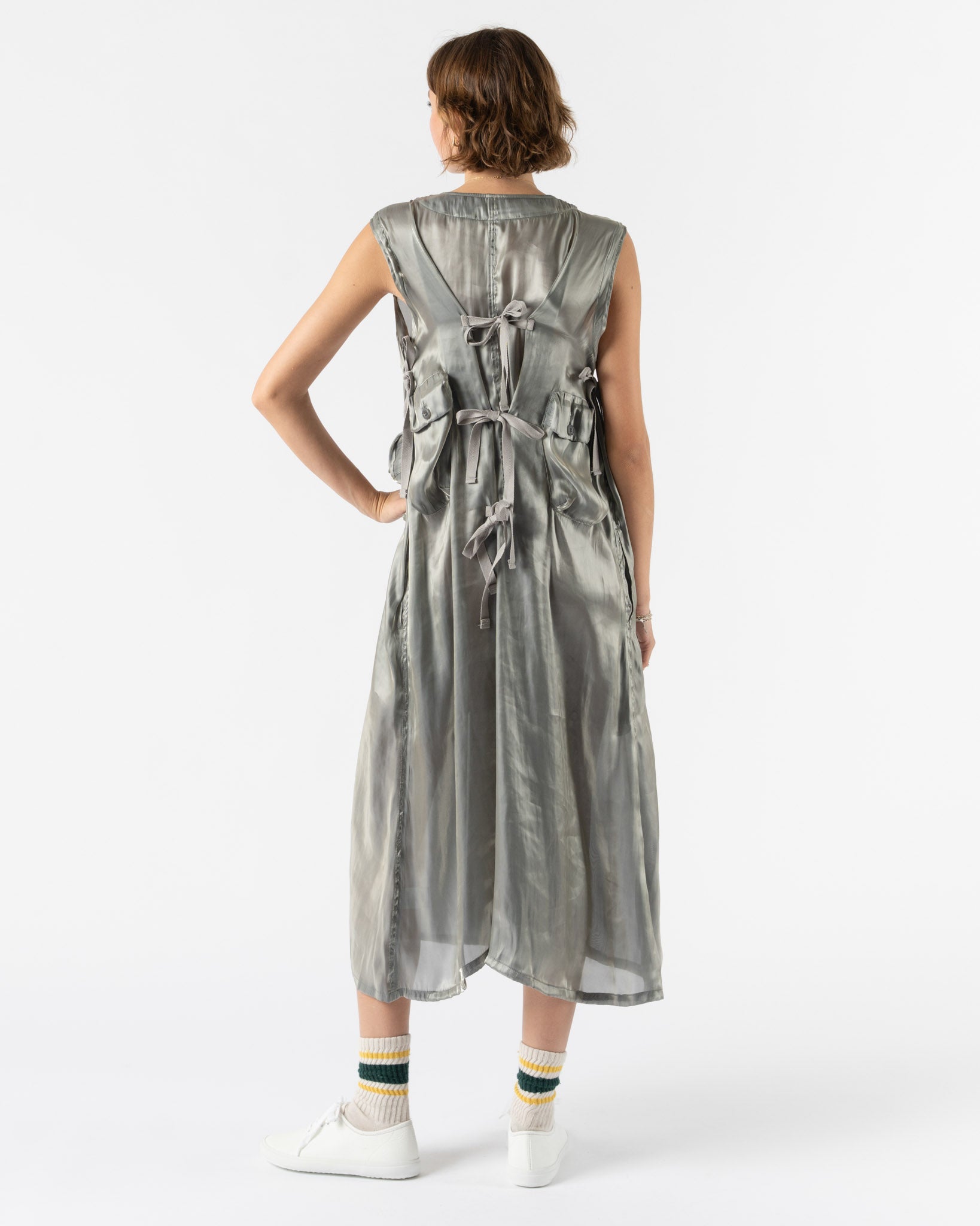 tActi C-1 Dress in Grey Satin Weave