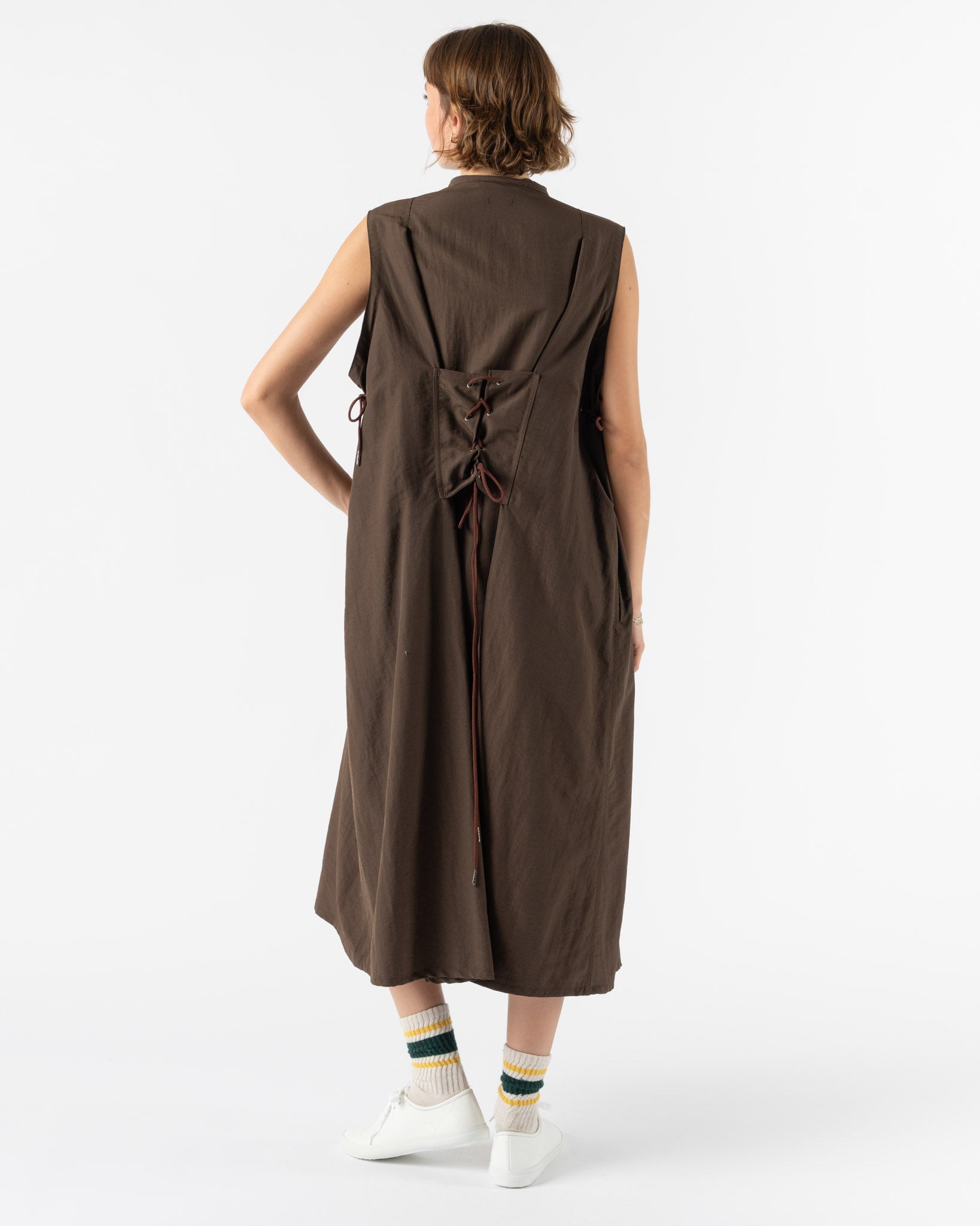 tActi Flak Dress in Brown Taslan