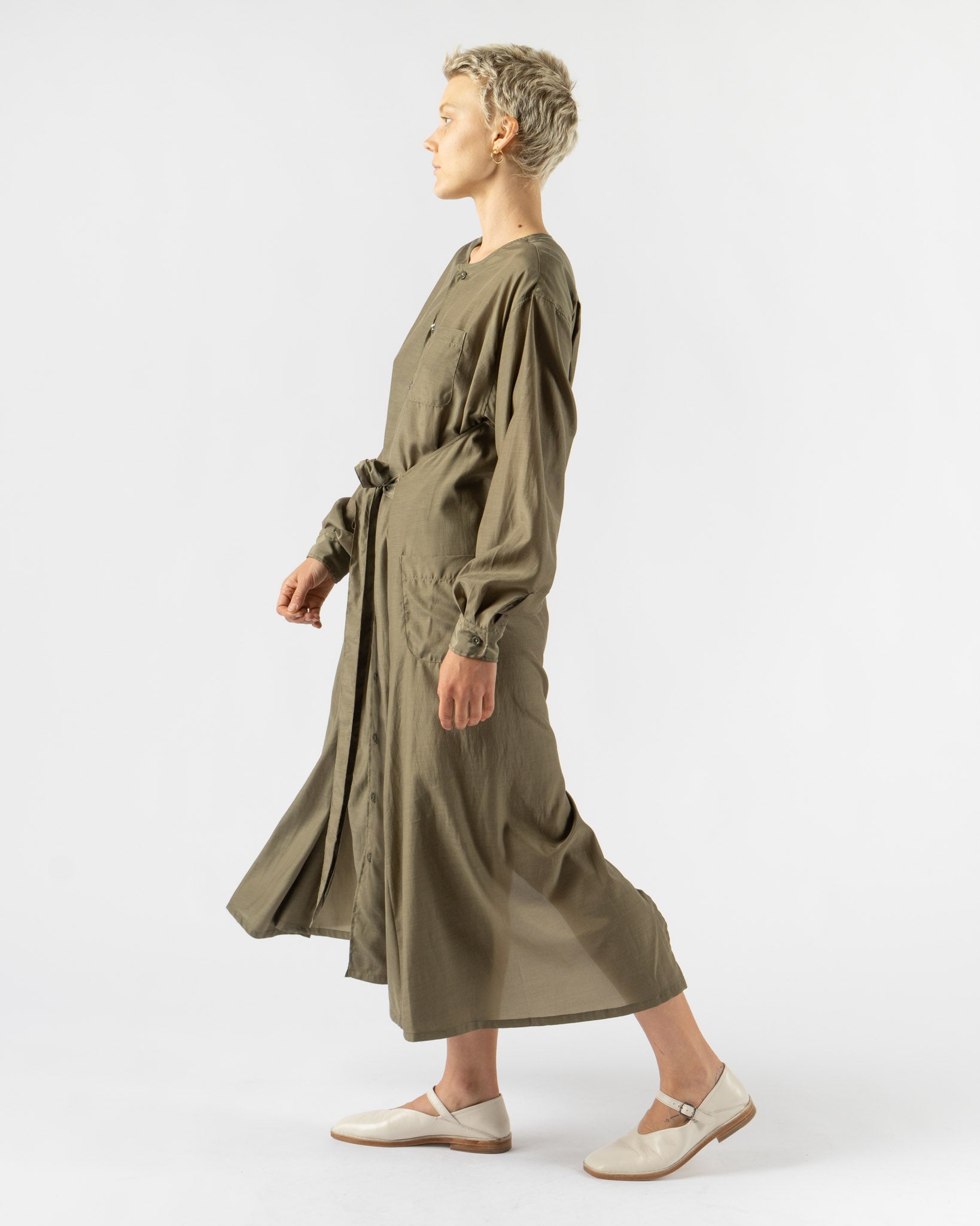 tActi Tie Dress in Sheer Cupro Olive