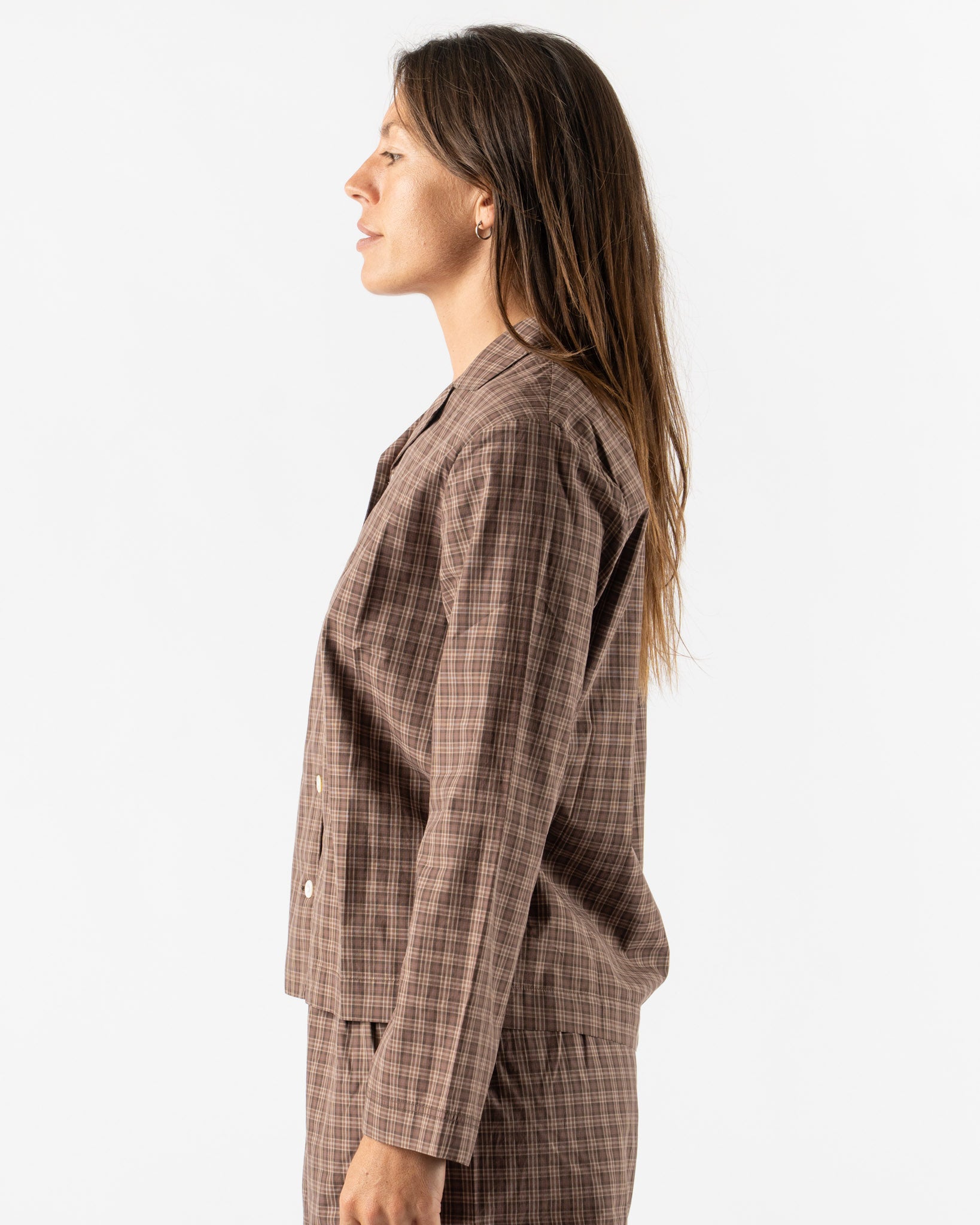 Tekla Women's Long-Sleeved Shirt in Serra Checks