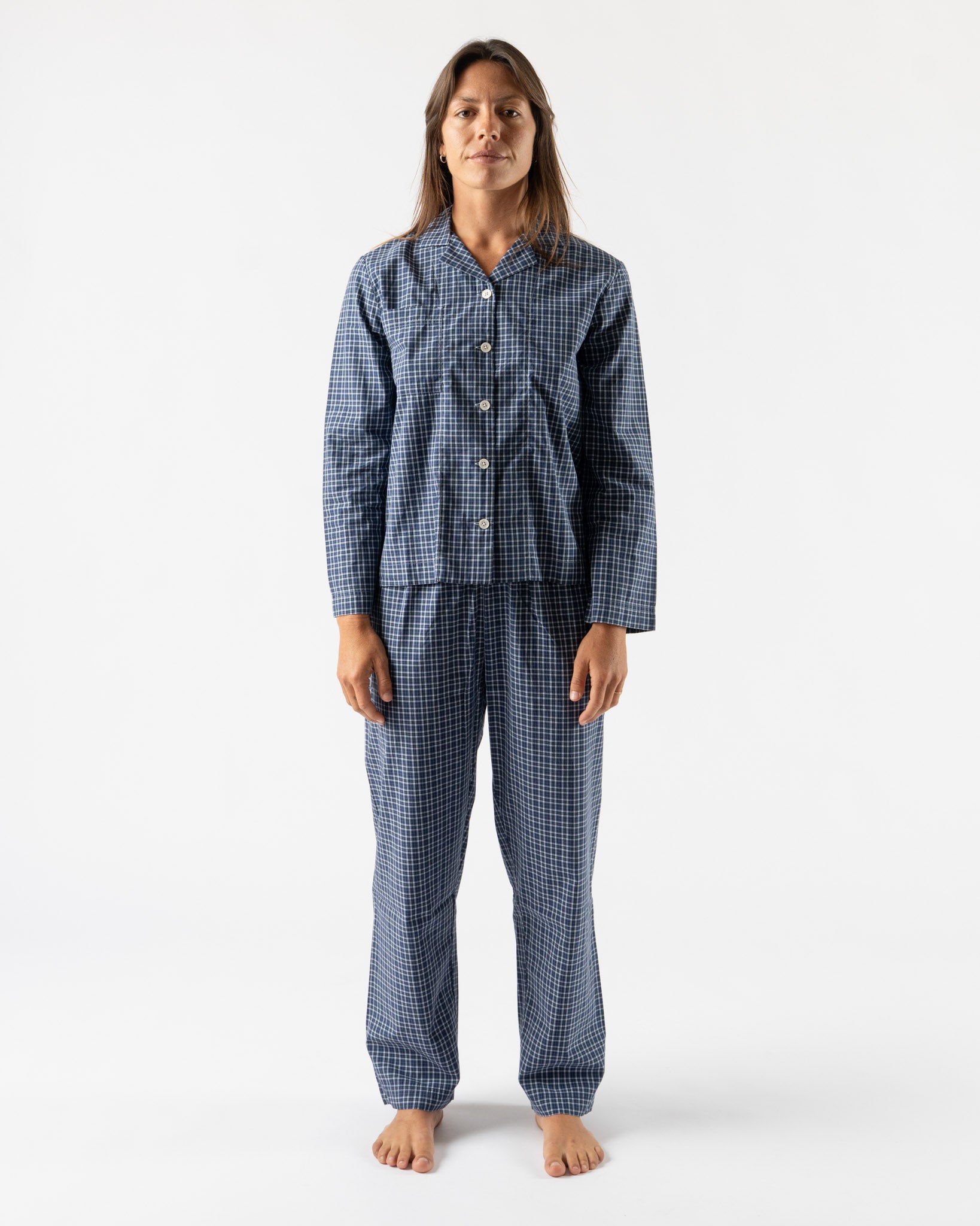 Tekla Women's Long-Sleeved Shirt in Lanegan Checks