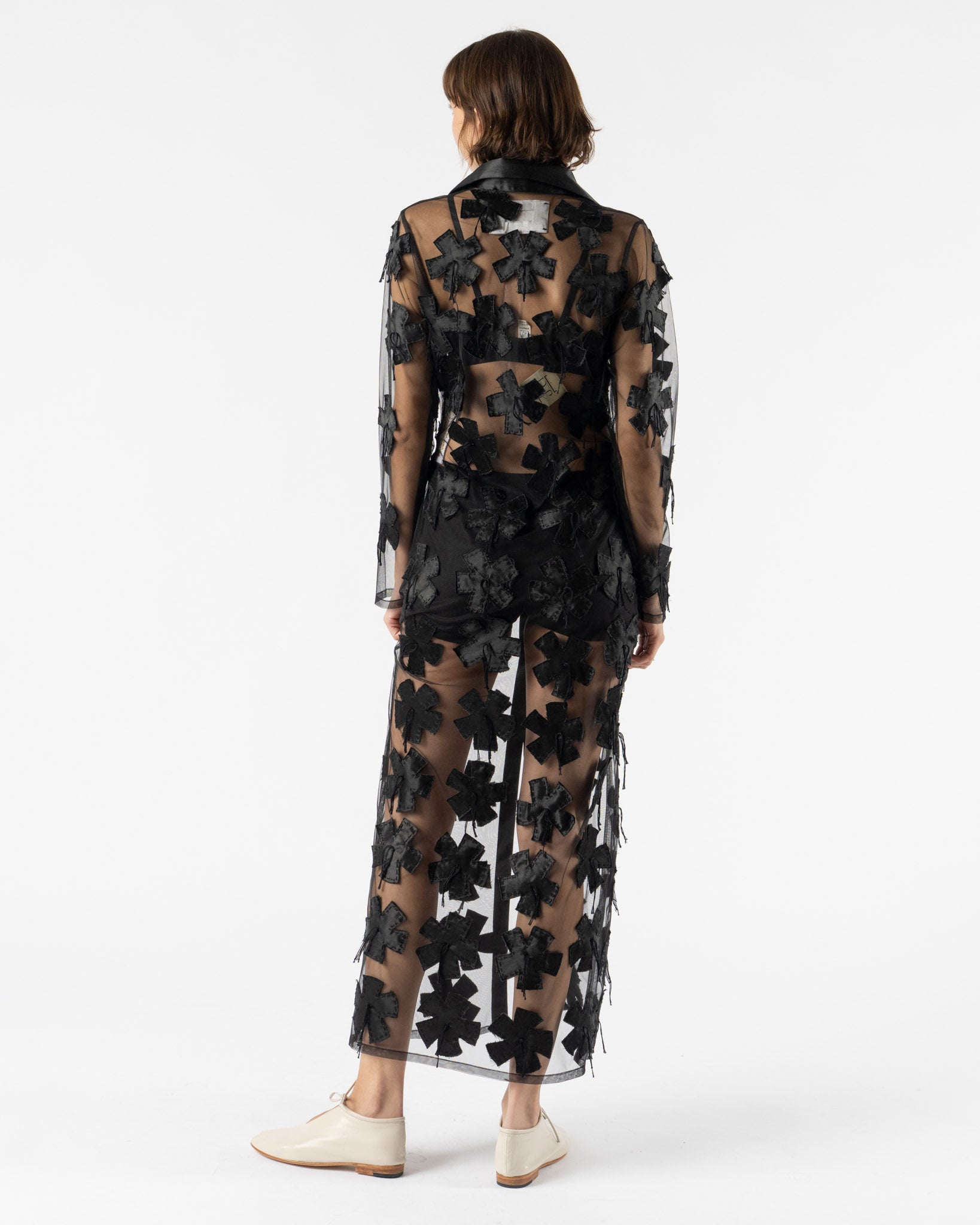 Tigra Tigra Petal Applique Shirt Dress in Black
