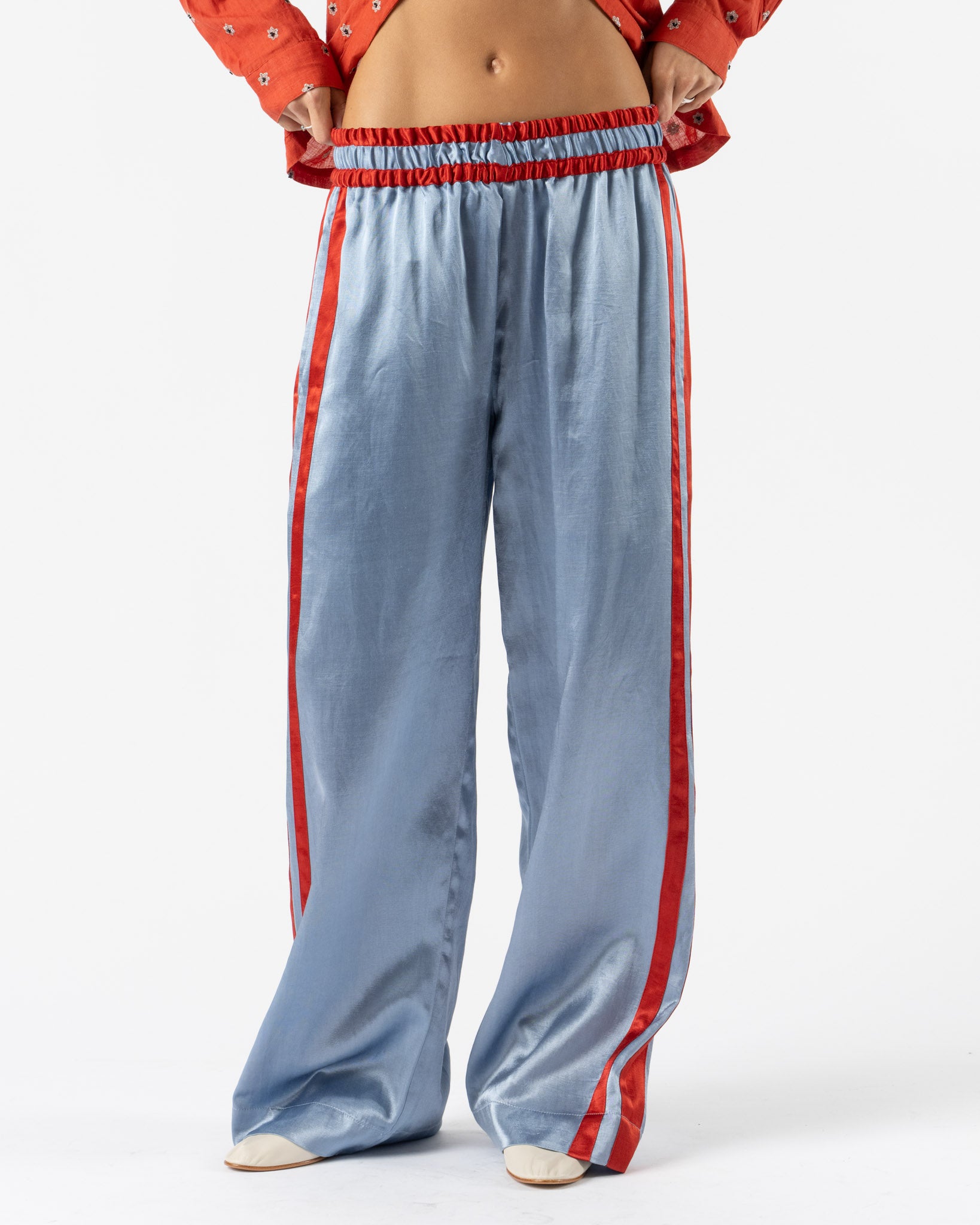 Tigra Tigra Striped Boxing Pant in Powder Blue with Red
