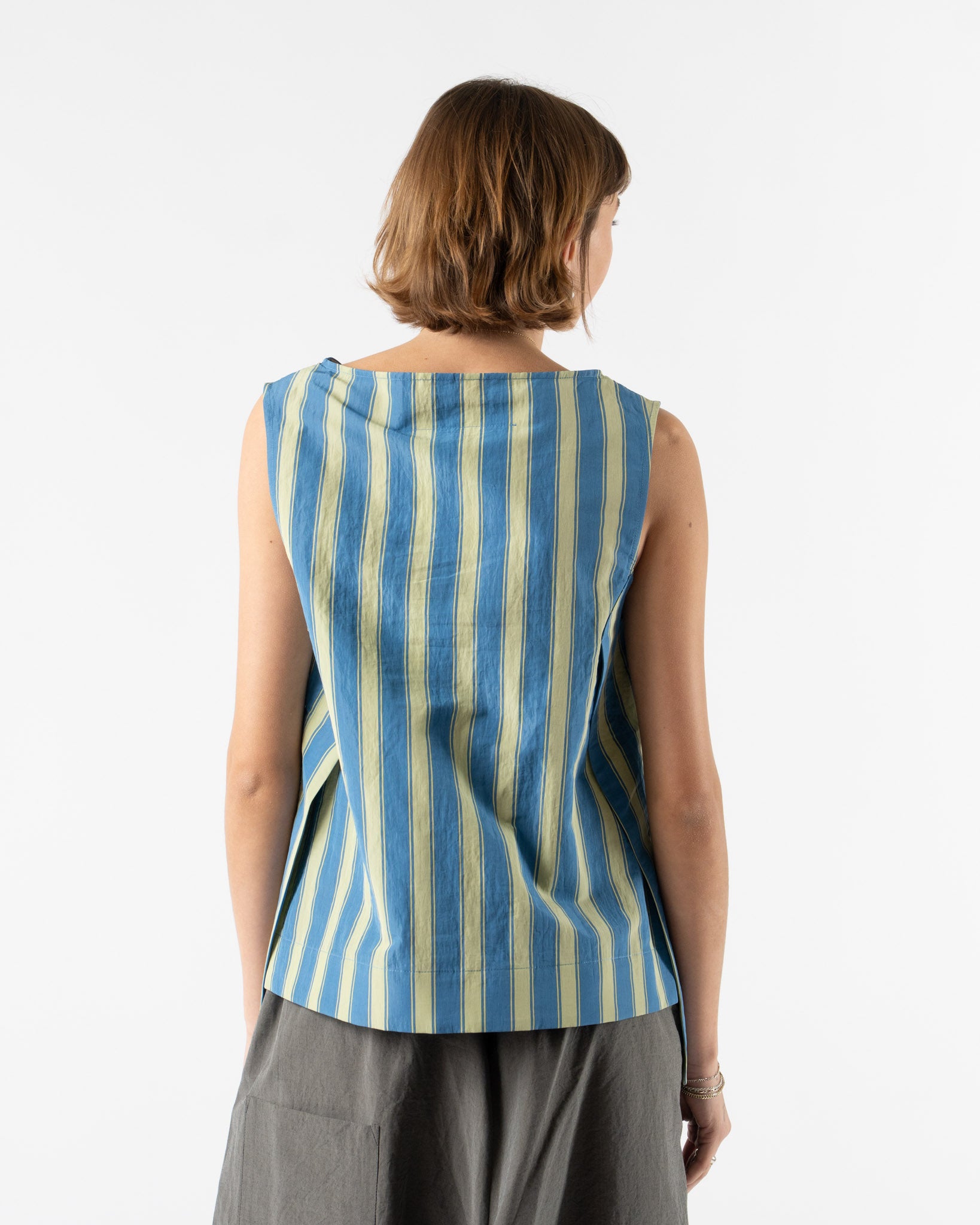 Toogood The Basketmaker Top in Taffeta Stripe Cornflower