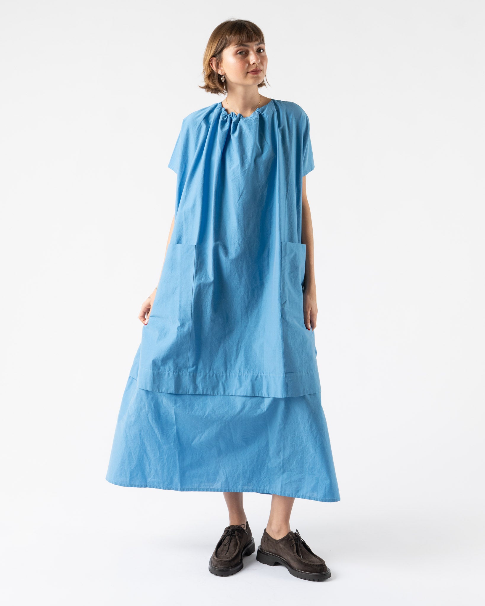 Toogood The Poet Dress in Cotton Silk Cornflower