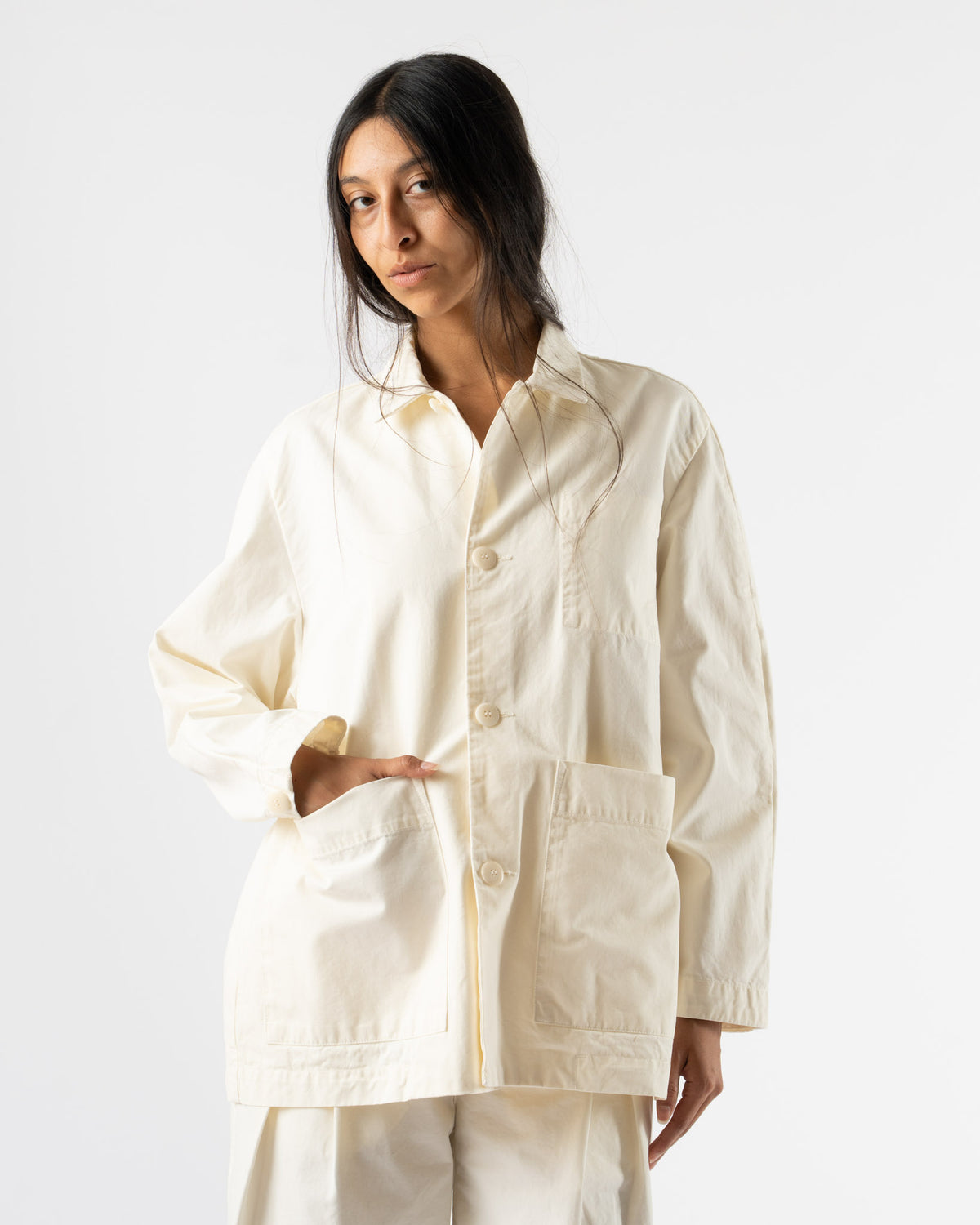 Toogood The Mechanic Jacket in Work Twill Yoghurt Curated at Jake 