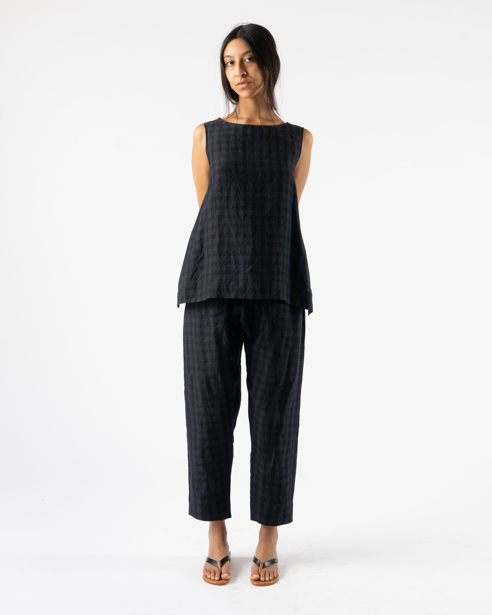 Toogood The Perfumer Trouser in Linen Check Midnight