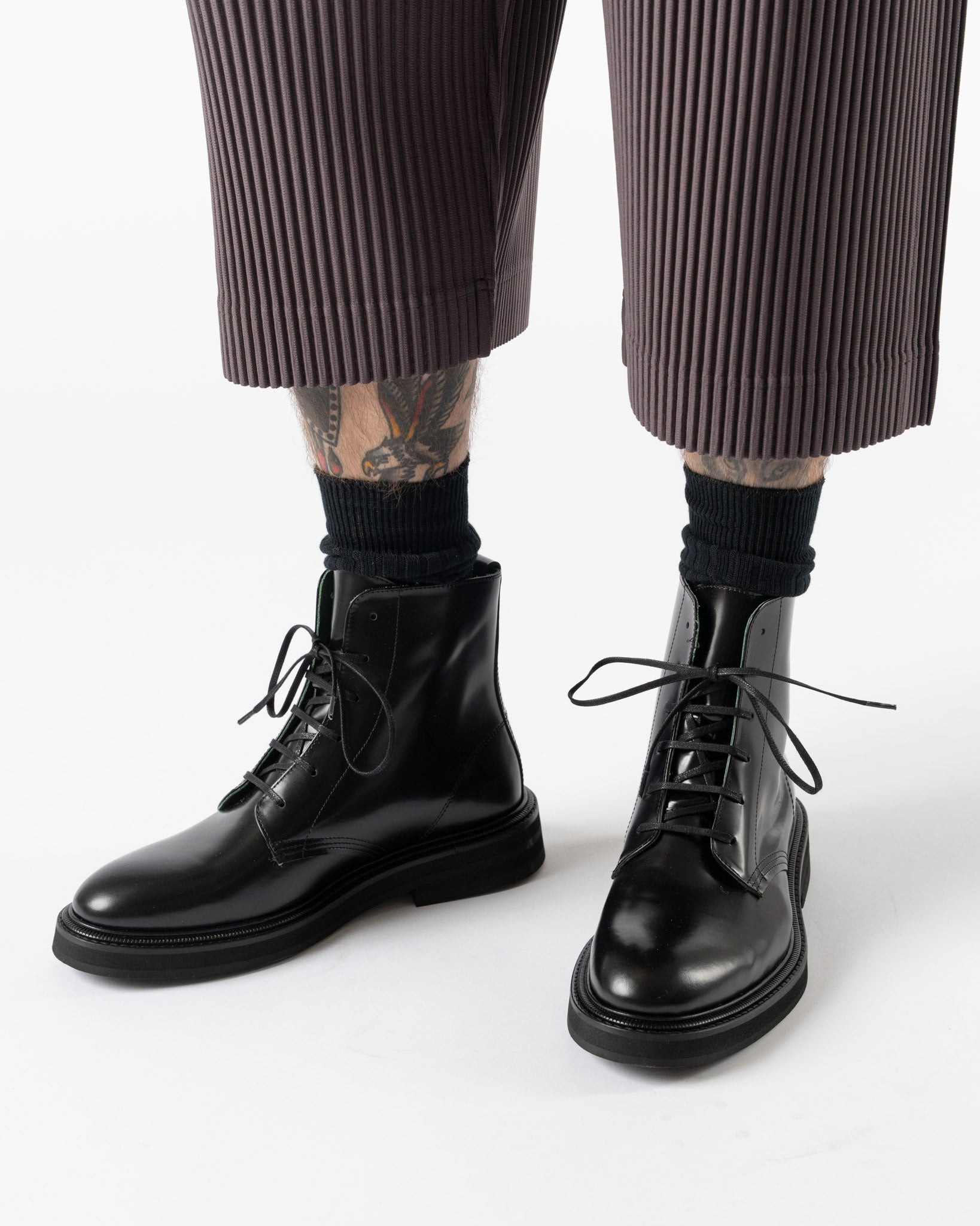 Vinny's Officer Boot in Black Nappa Leather