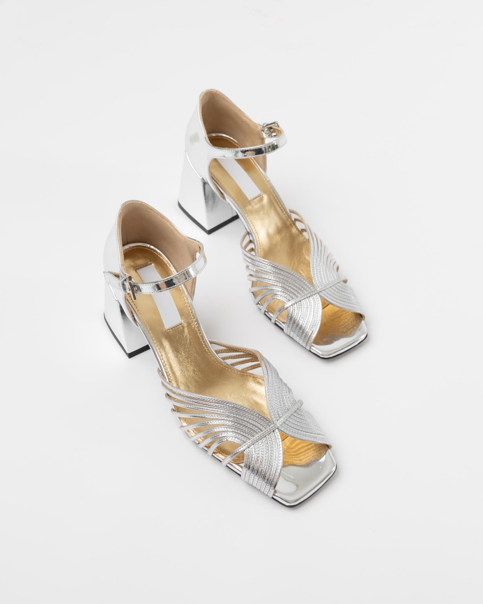 Suzanne Rae High 70s Sandal in Mirror Silver