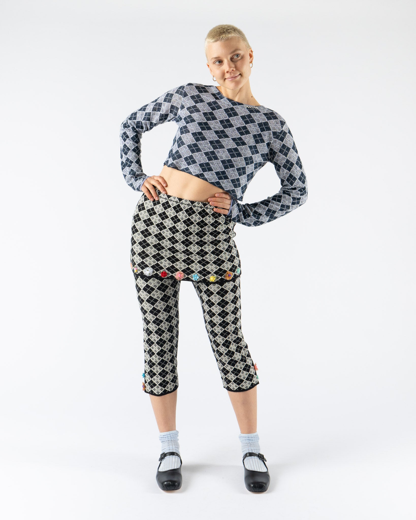 YanYan Argyle LS Cropped Boatneck