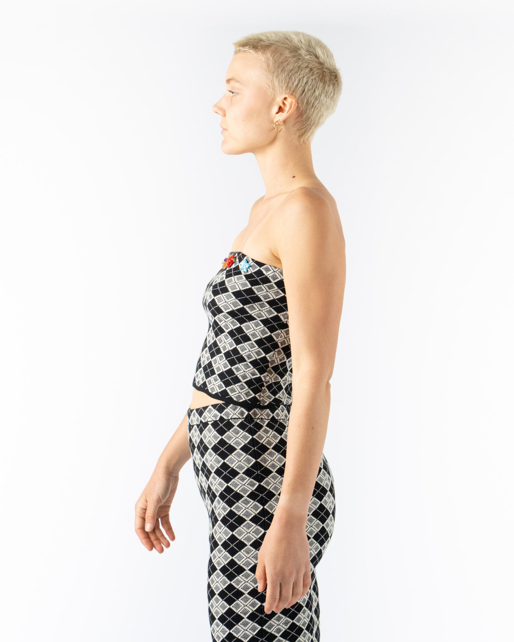 YanYan Argyle Tube Top with Flowers