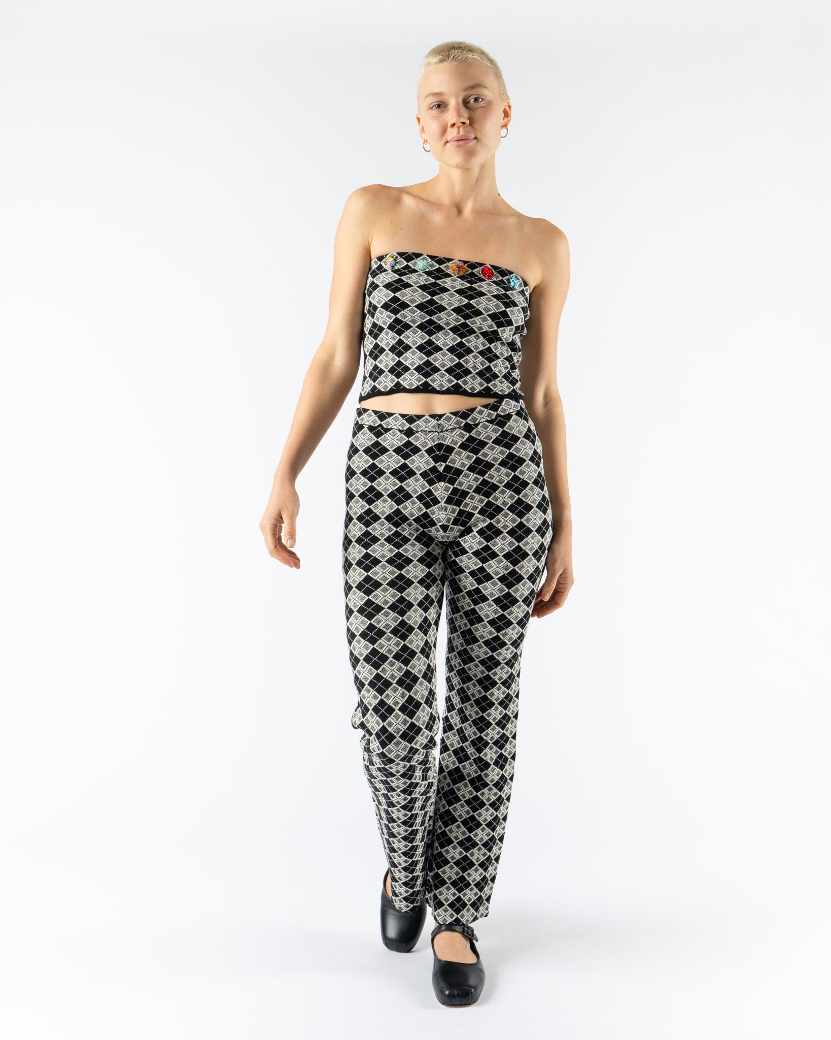 YanYan Argyle Tube Top with Flowers