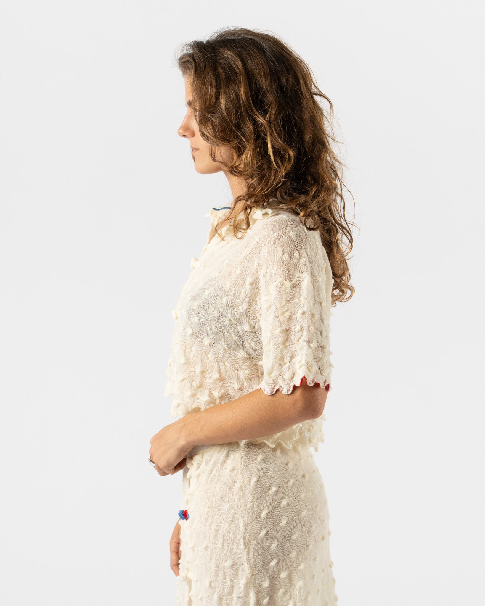 YanYan Borlor Short Sleeve Shirt in Ivory