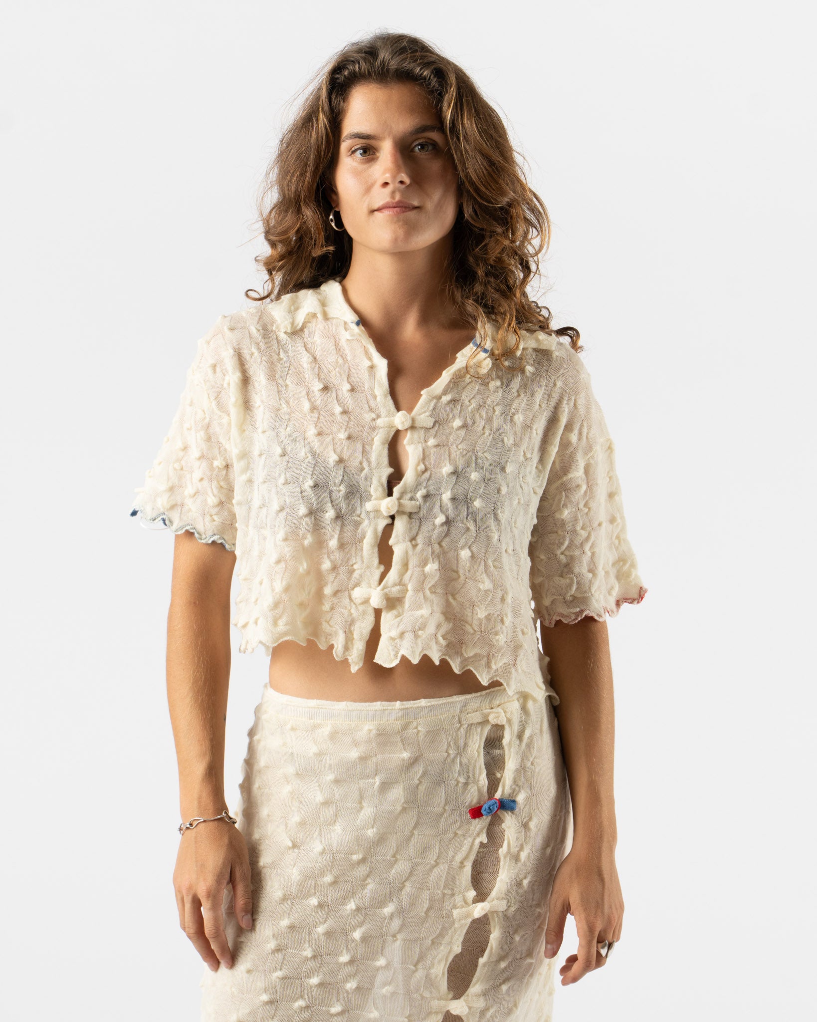 YanYan Borlor Short Sleeve Shirt in Ivory