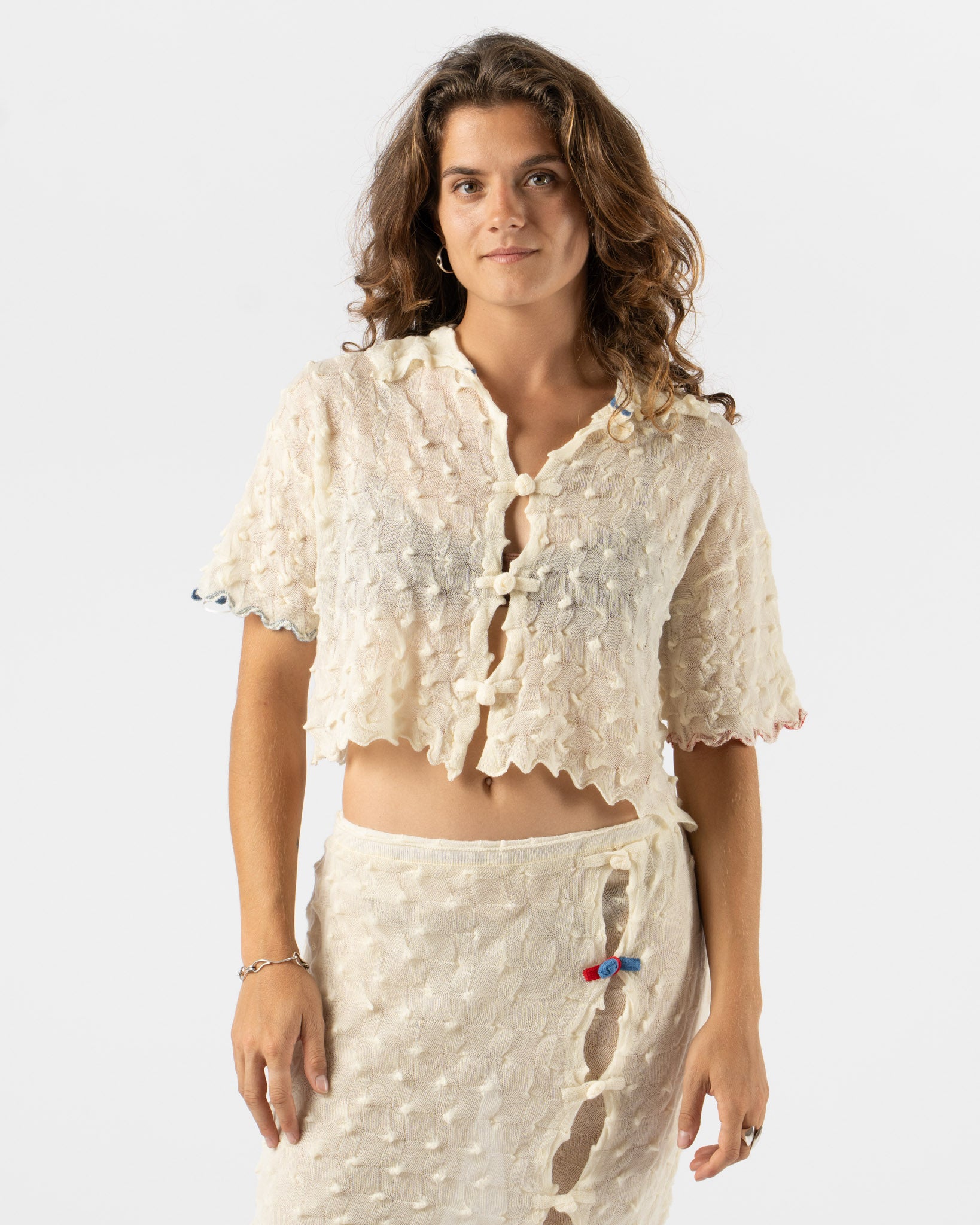 YanYan Borlor Short Sleeve Shirt in Ivory
