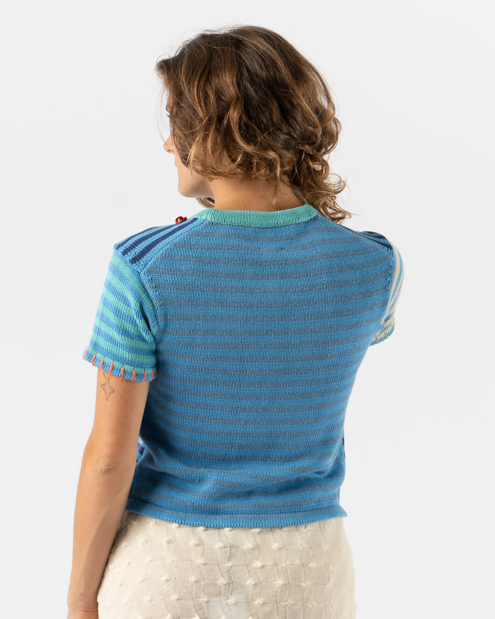 YanYan Cotton Stripe Tee in Blue