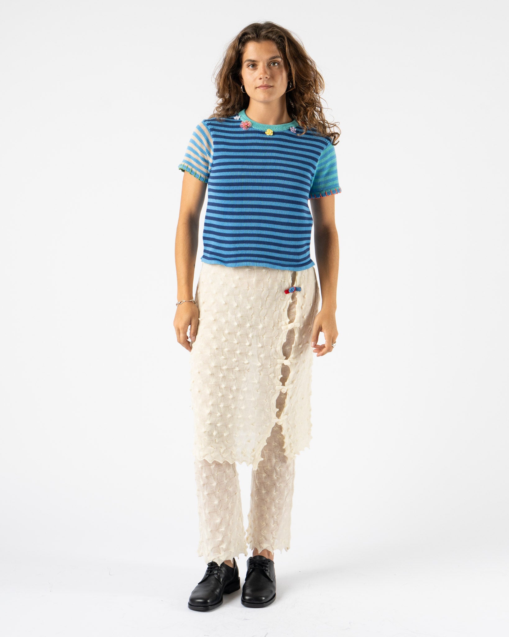 YanYan Cotton Stripe Tee in Blue