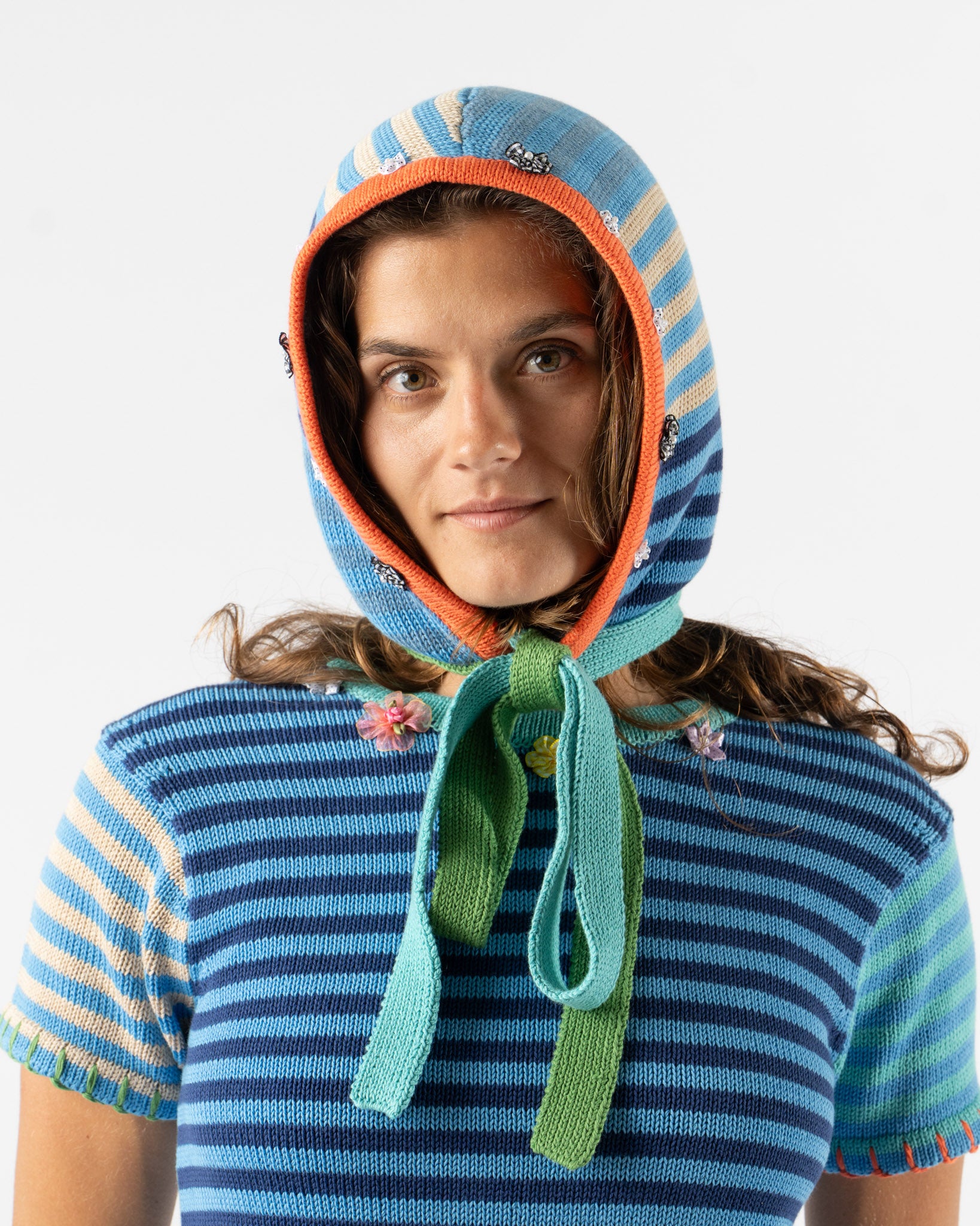 YanYan Stripe Bonnet in Blue