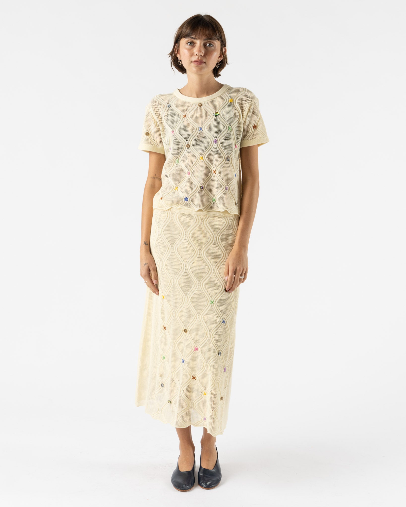 YanYan Lattice Tee in Ivory