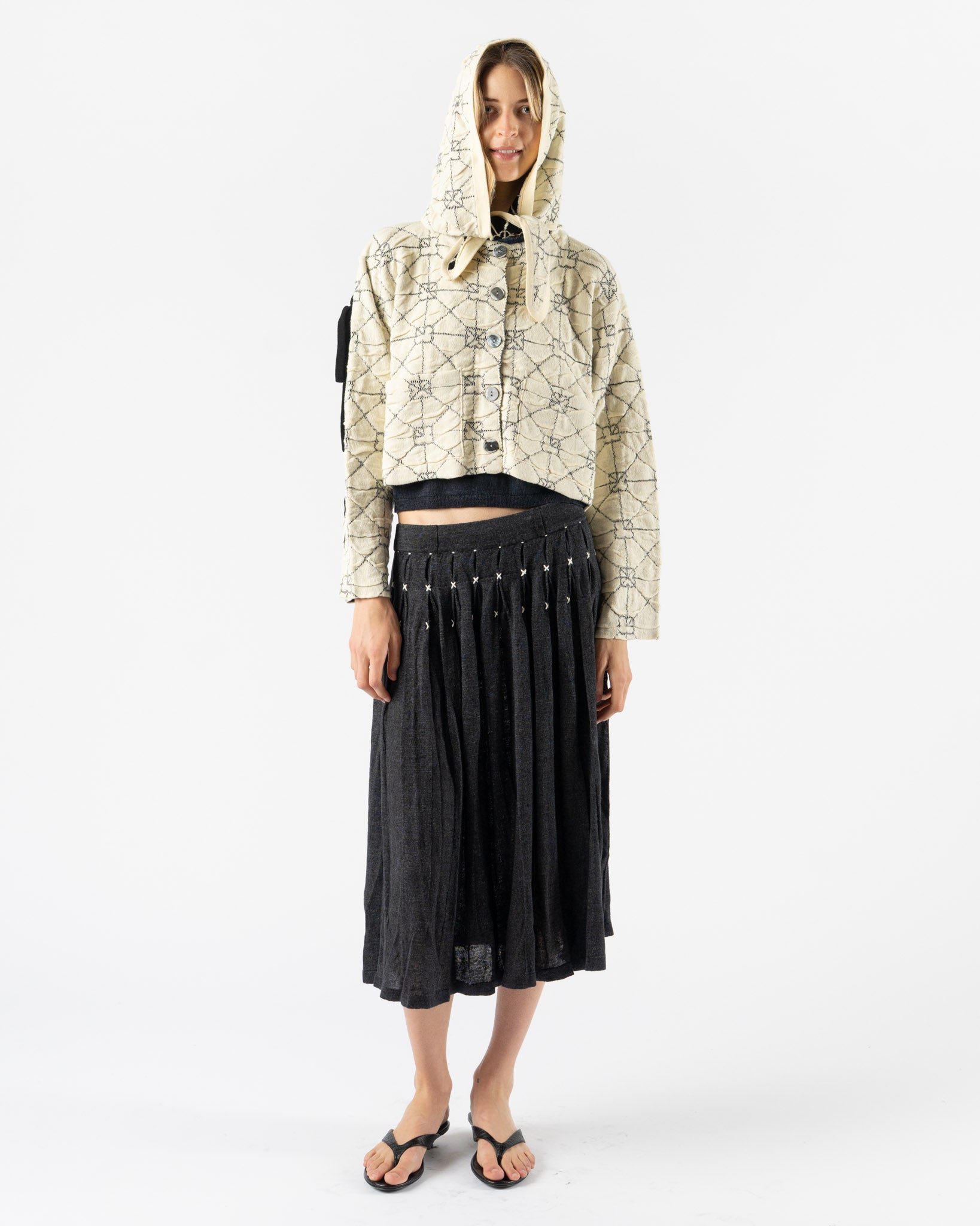 YanYan June Boxy Crew Jacket in Hood in Ivory