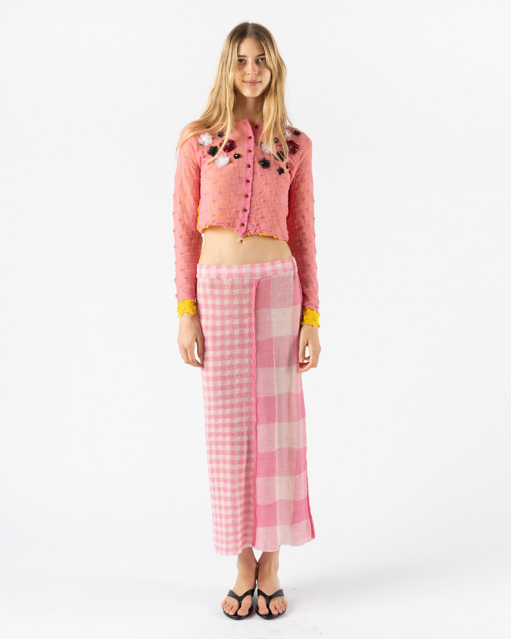 YanYan Borlor DBL Layer Floral Cardigan in Pink/Yellow