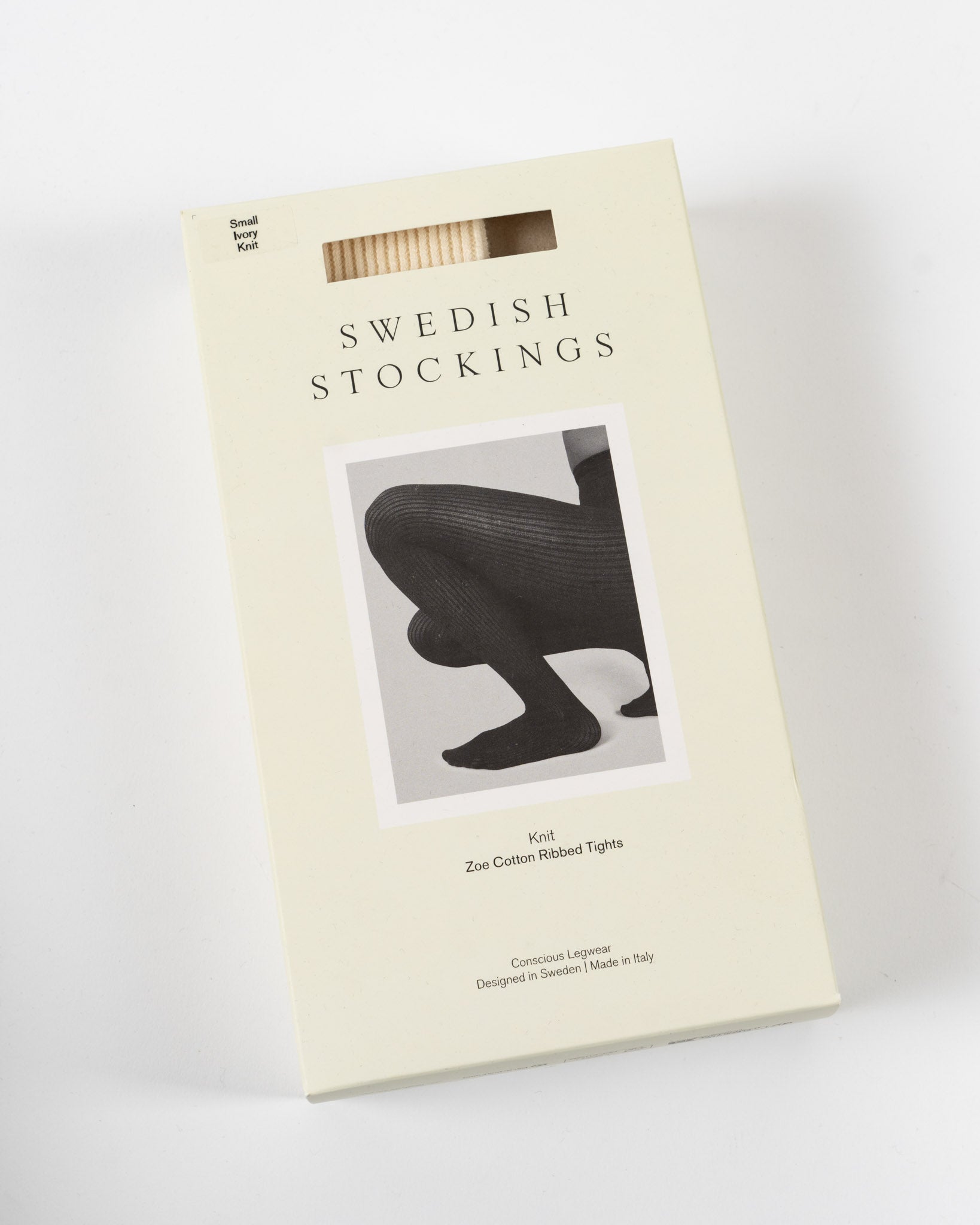 Swedish Stockings Zoe Ribbed Tights in Ivory