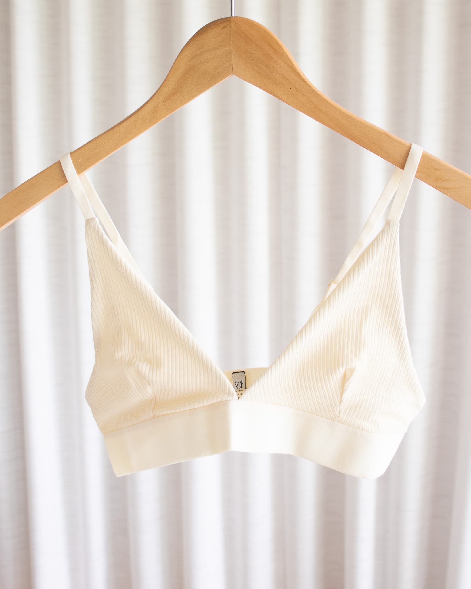 Baserange Ribbed Triangle Bra in Black