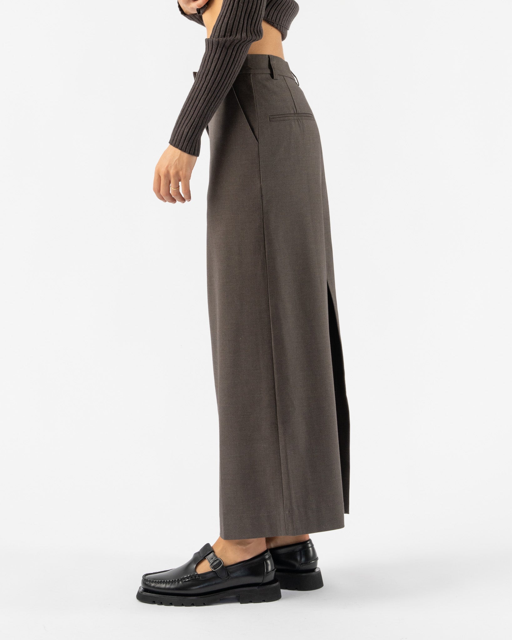 Mijeong-Park-Wool-Blend-Midi-Skirt-in-Heather-Brown-Santa-Barbara-Boutique-Jake-and-Jones-Sustainable-Fashion