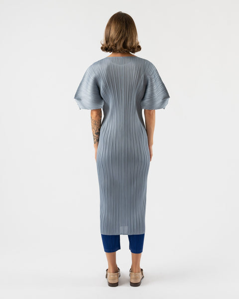 Pleats Please Issey Miyake August Monthly Colors Dress in Cool Gray