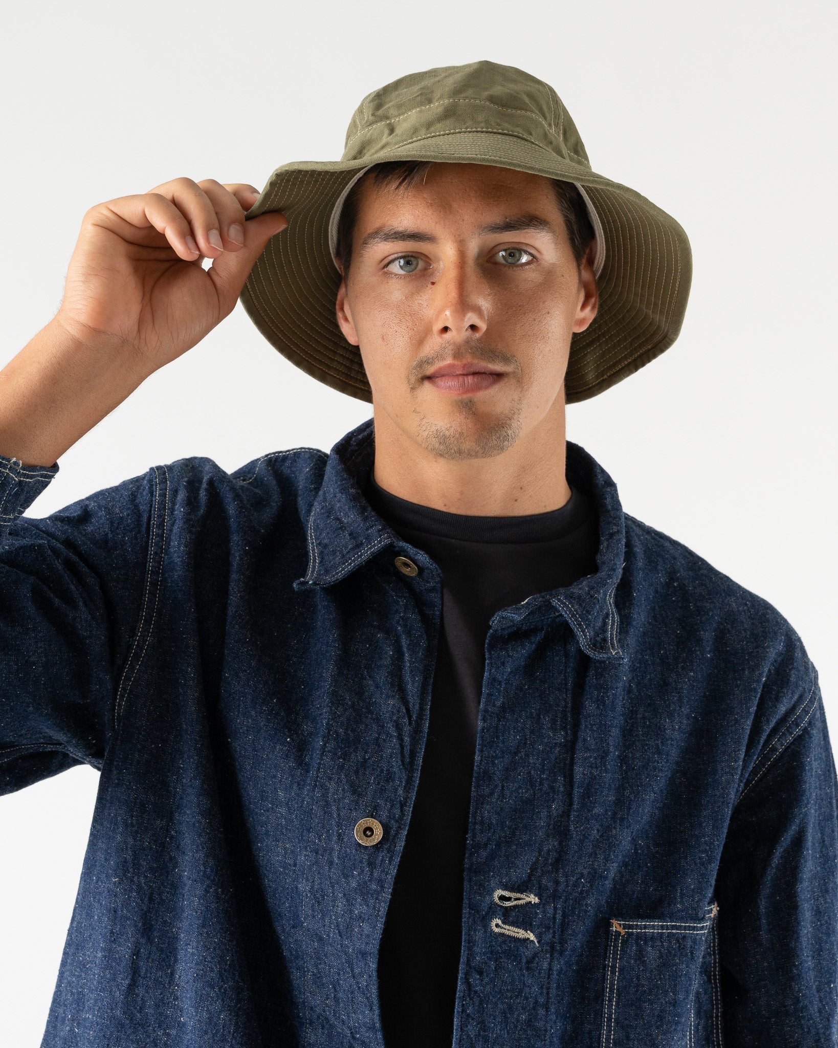 orSlow US Navy Hat in Herringbone Green
