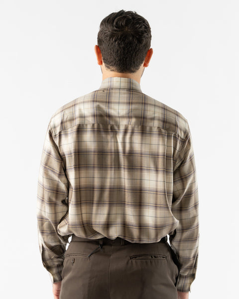 Auralee Super Light Wool Shirt in Light Brown Check Curated at