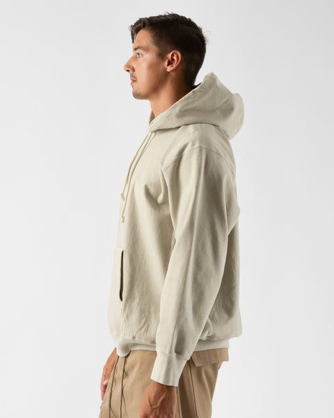 Auralee Super Milled Sweat Pullover Parka in Light Khaki Curated