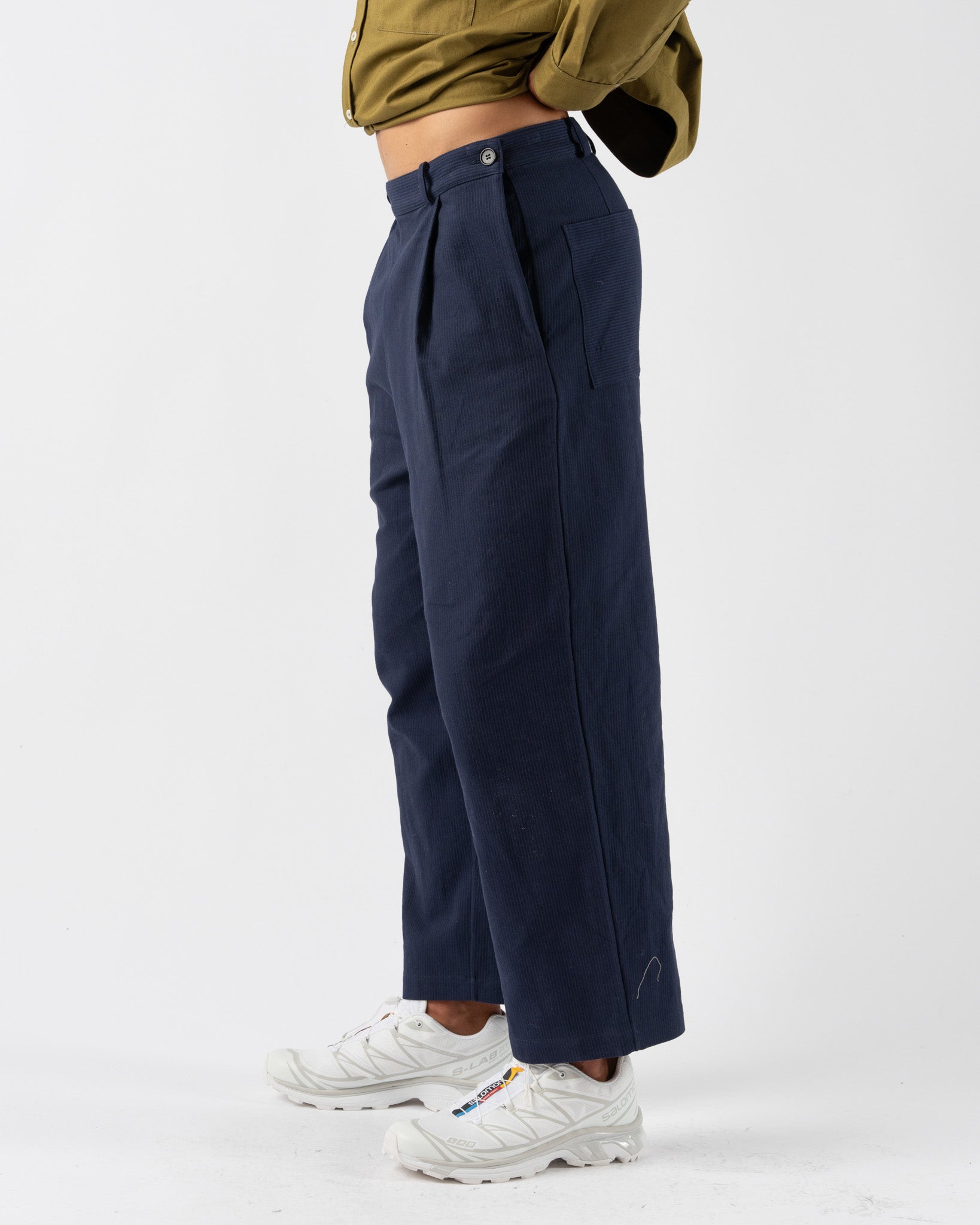Cawley-Cotton-Raised-Stripe-Sibyl-Trouser-in-Navy-Santa-Barbara-Boutique-Jake-and-Jones-Sustainable-Fashion