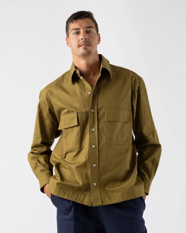 Cawley-Pilled-Silk-Cotton-Americano-Shirt-in-Forest-Santa-Barbara-Boutique-Jake-and-Jones-Sustainable-Fashion