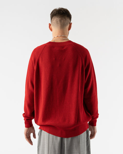 Silk Front Seam Sweater Red Cordera