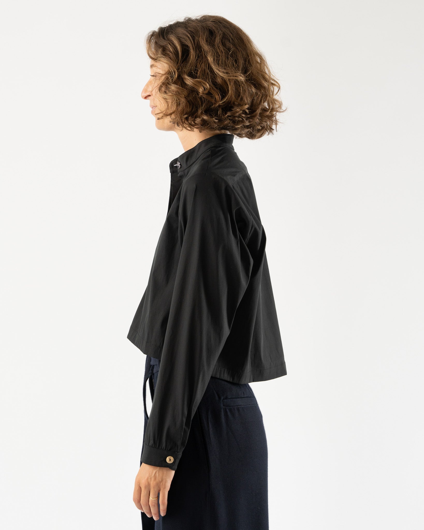 Delfina-Balda-Simo-Cropped-Button-Up-Top-in-Black-Santa-Barbara-Boutique-Jake-and-Jones-Sustainable-Fashion