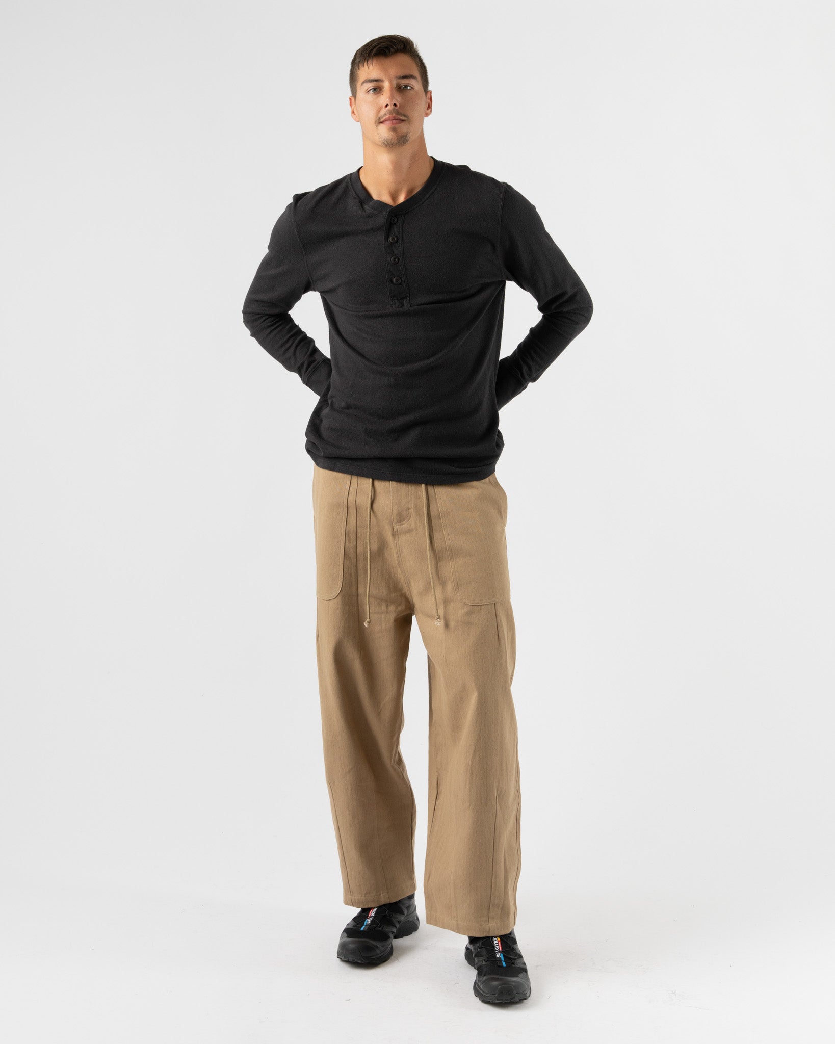 Jungmaven-Mountain-Henley-in-Black-Santa-Barbara-Boutique-Jake-and-Jones-Sustainable-Fashion