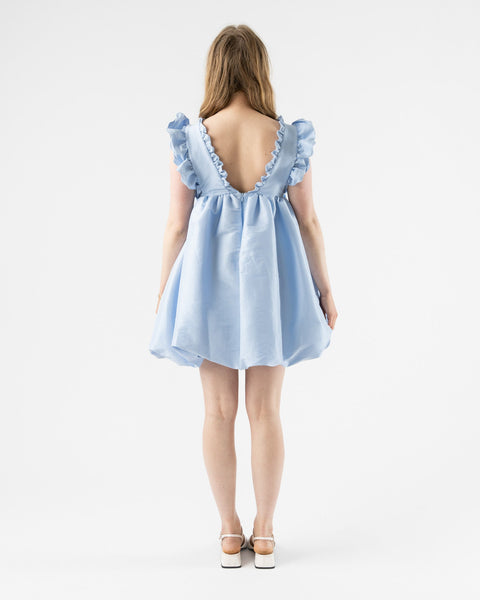 Kika Vargas Carolin Short Dress in Light Blue Taffeta Curated at