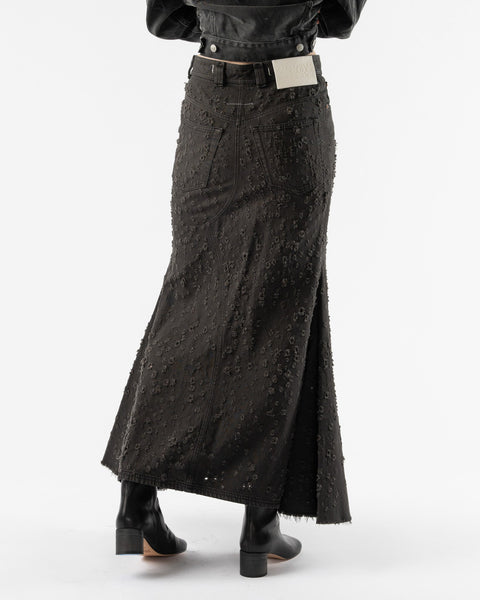 MM6 Maison Margiela Long Skirt in Grey Denim Overdye in Black