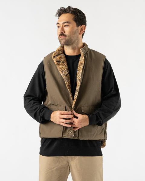 orSlow 60/40 Cloth Reversible Vest in Army Green Curated at Jake