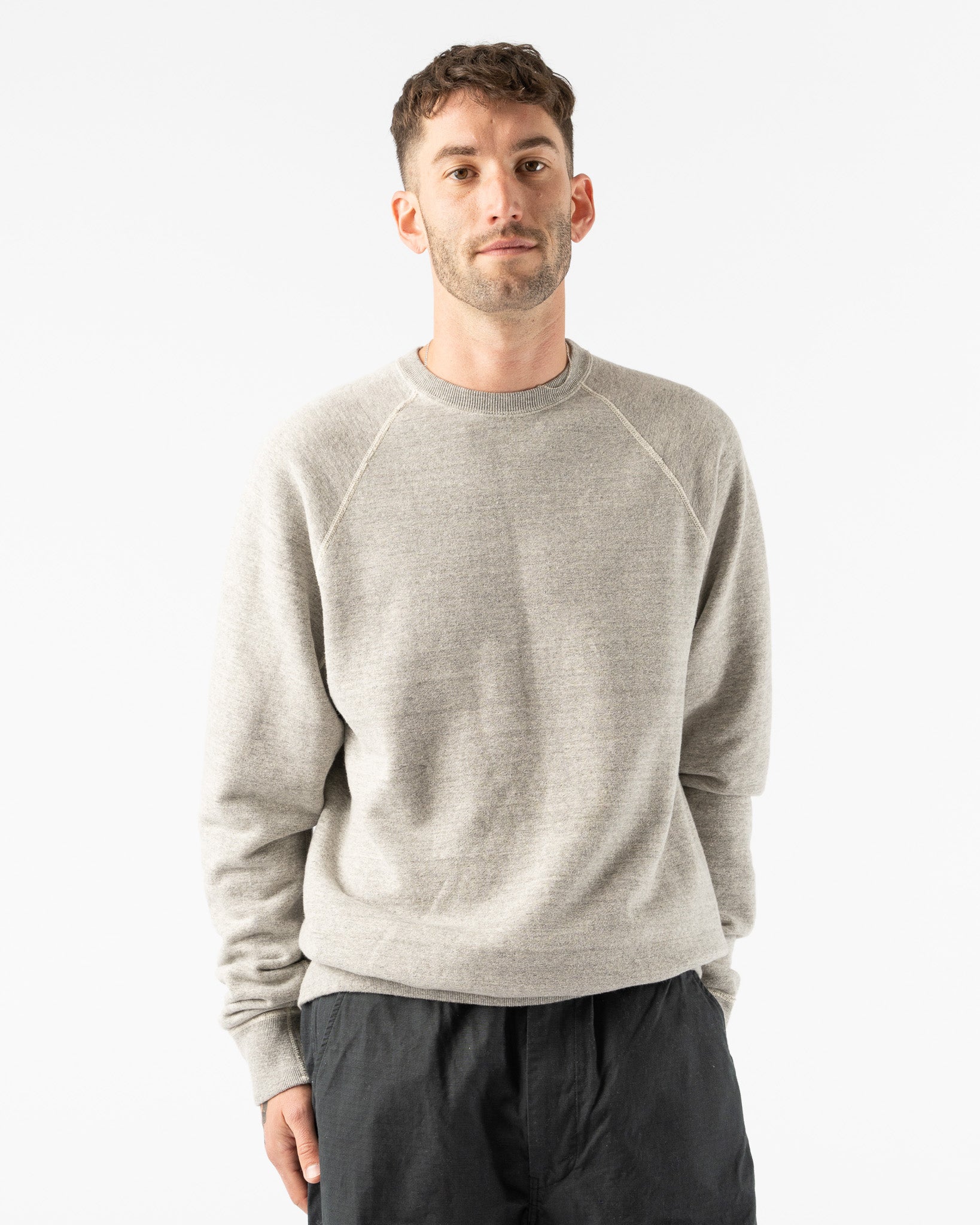orslow-loop-wheel-crew-neck-sweat-shirt-in-heather-grey-mss23-jake-and-jones-a-santa-barbara-boutique