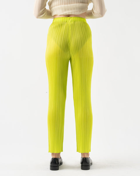 Pleats Please Issey Miyake New Colorful Basics Pants in Yellow Green