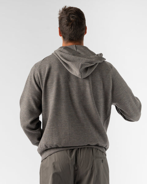 Studio Nicholson Arne Knit Hooded Jumper in Lichen Marl