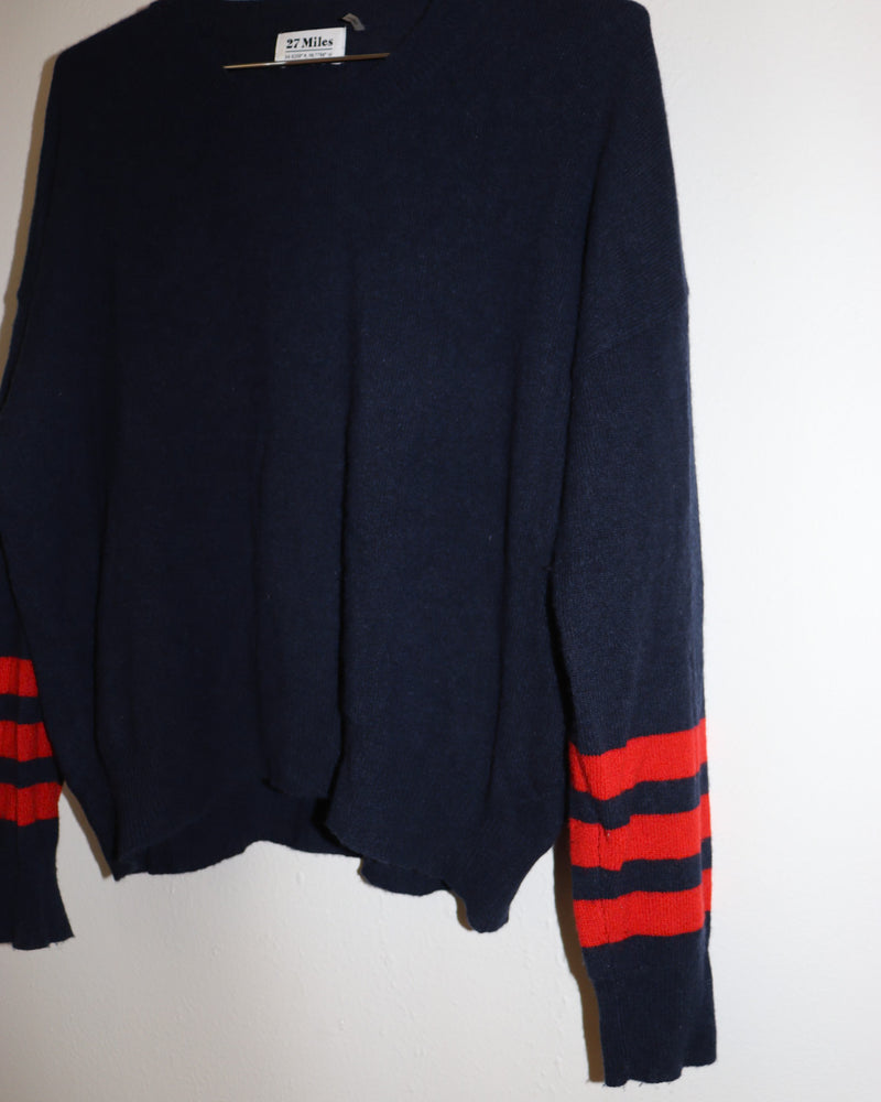 Pre-owned: 27 Miles Cashmere Stripe Crewneck