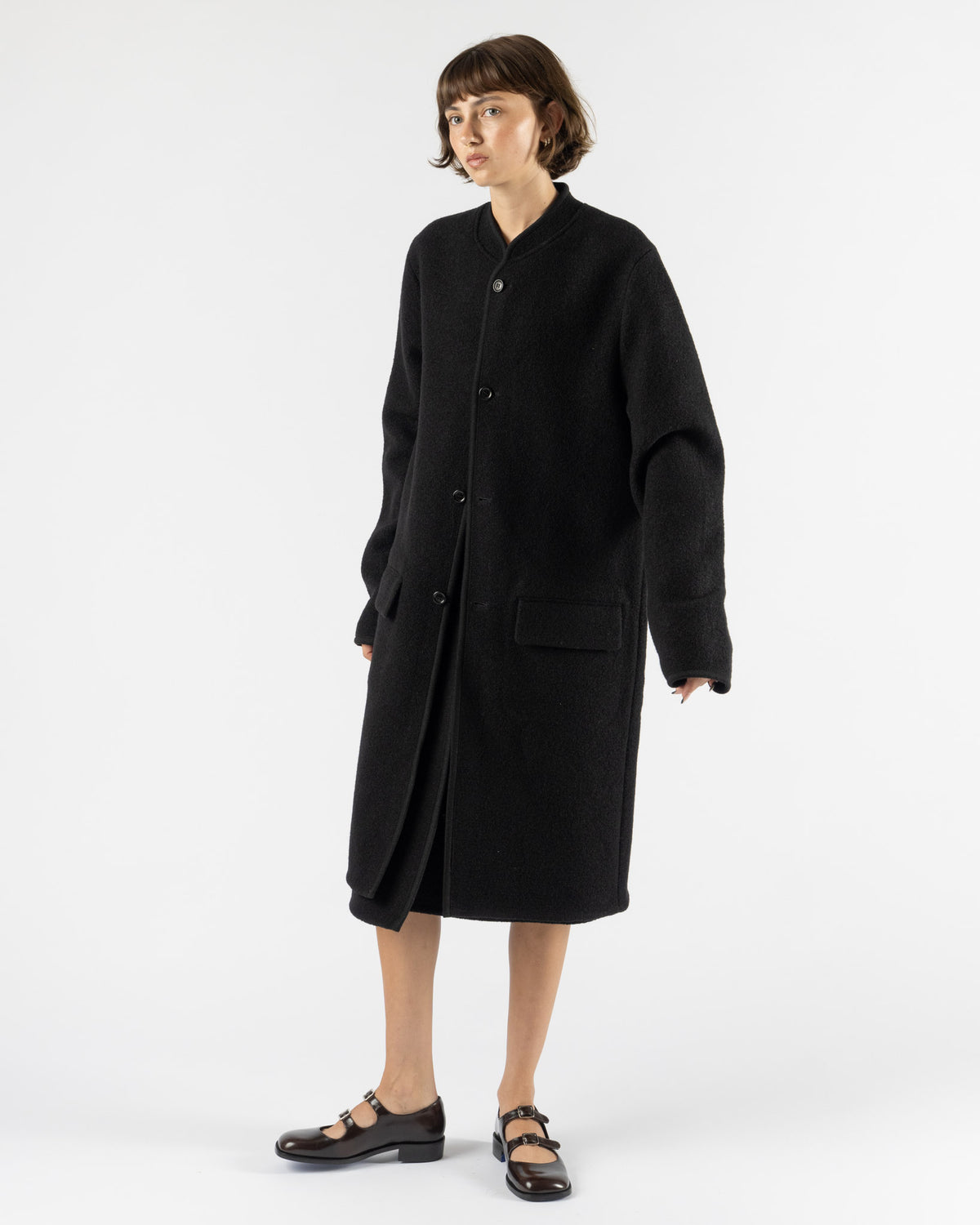 RIER Walker Coat Black Felted