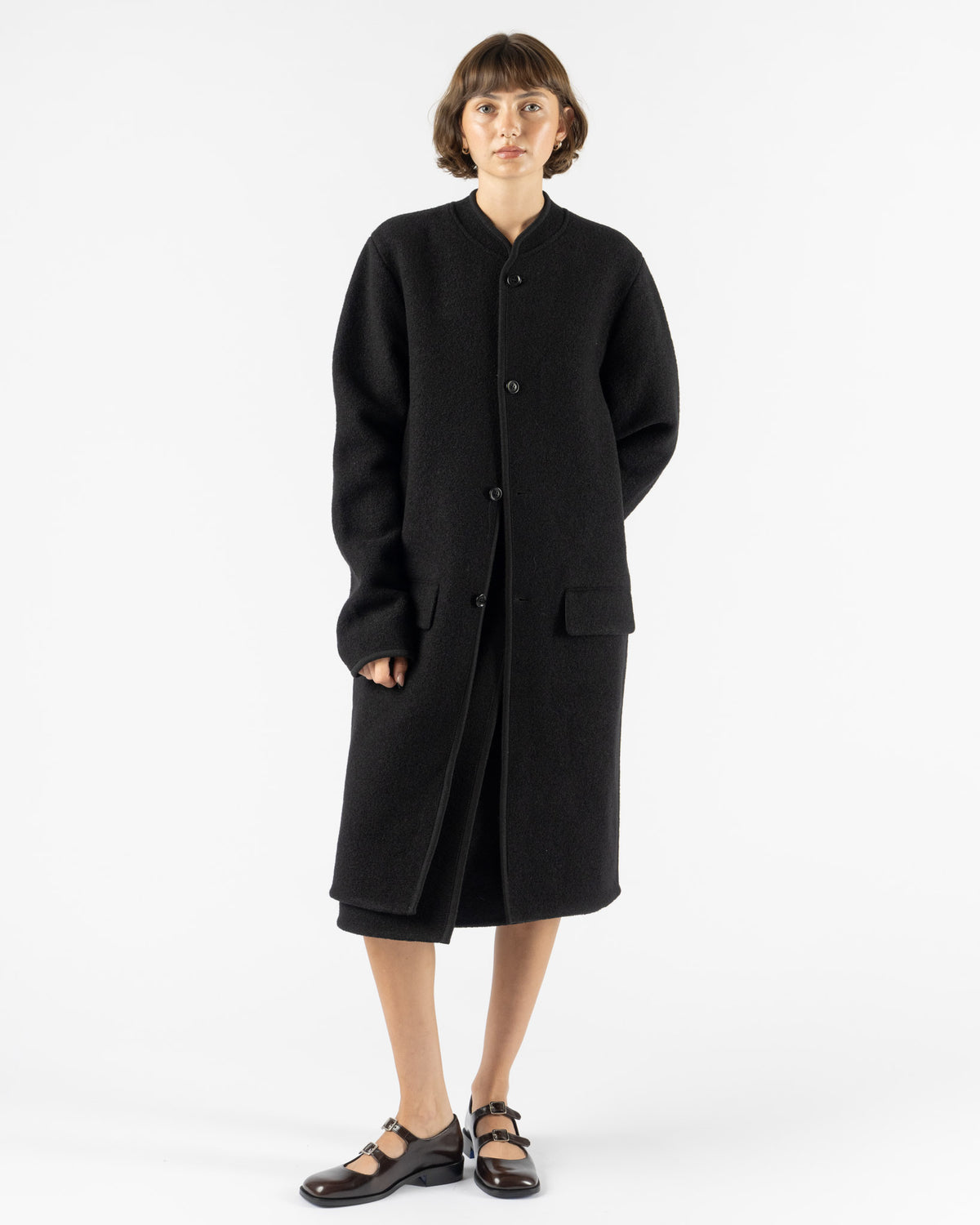 RIER Walker Coat Black Felted