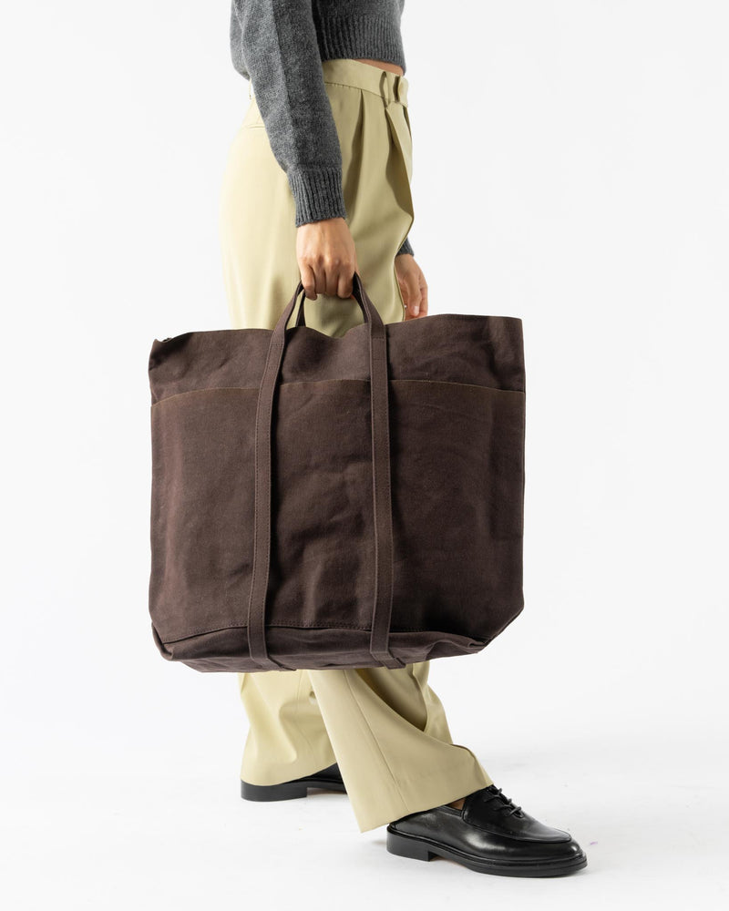 Amiacalva Tall Light Ounce Canvas Tote in Chocolate