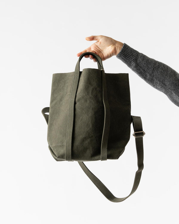 Amiacalva Washed Canvas 2 Way Messenger Bag S in Olive